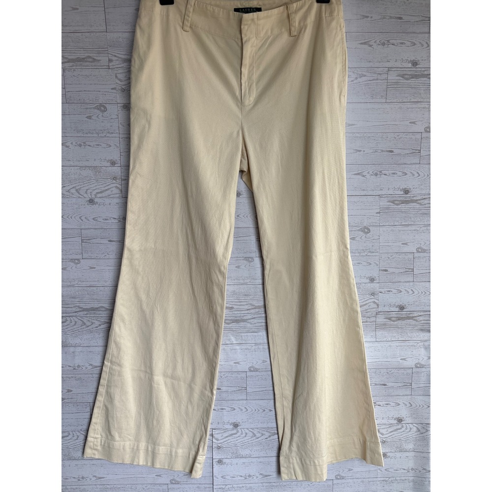 Lauren Ralph Lauren‎ Women's wide leg cream Chinos Trousers Preppy Classic Sz 10